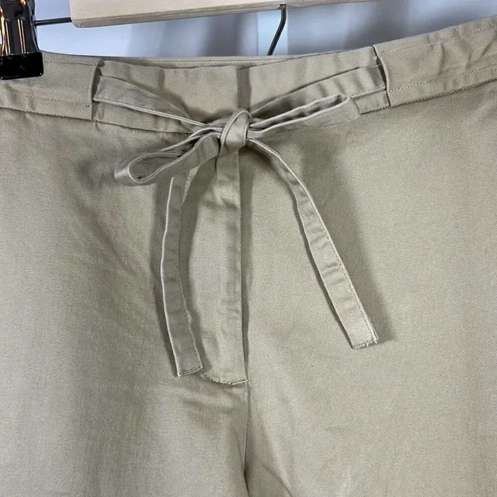 BROOKS BROTHERS Women’s Cotton Tie Waist Rolled Cuff Shorts Tan Size 12